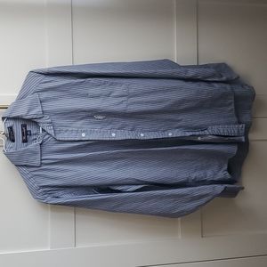 Façonnable Men's Blue White Black Striped Button Down Long Sleeve Shirt